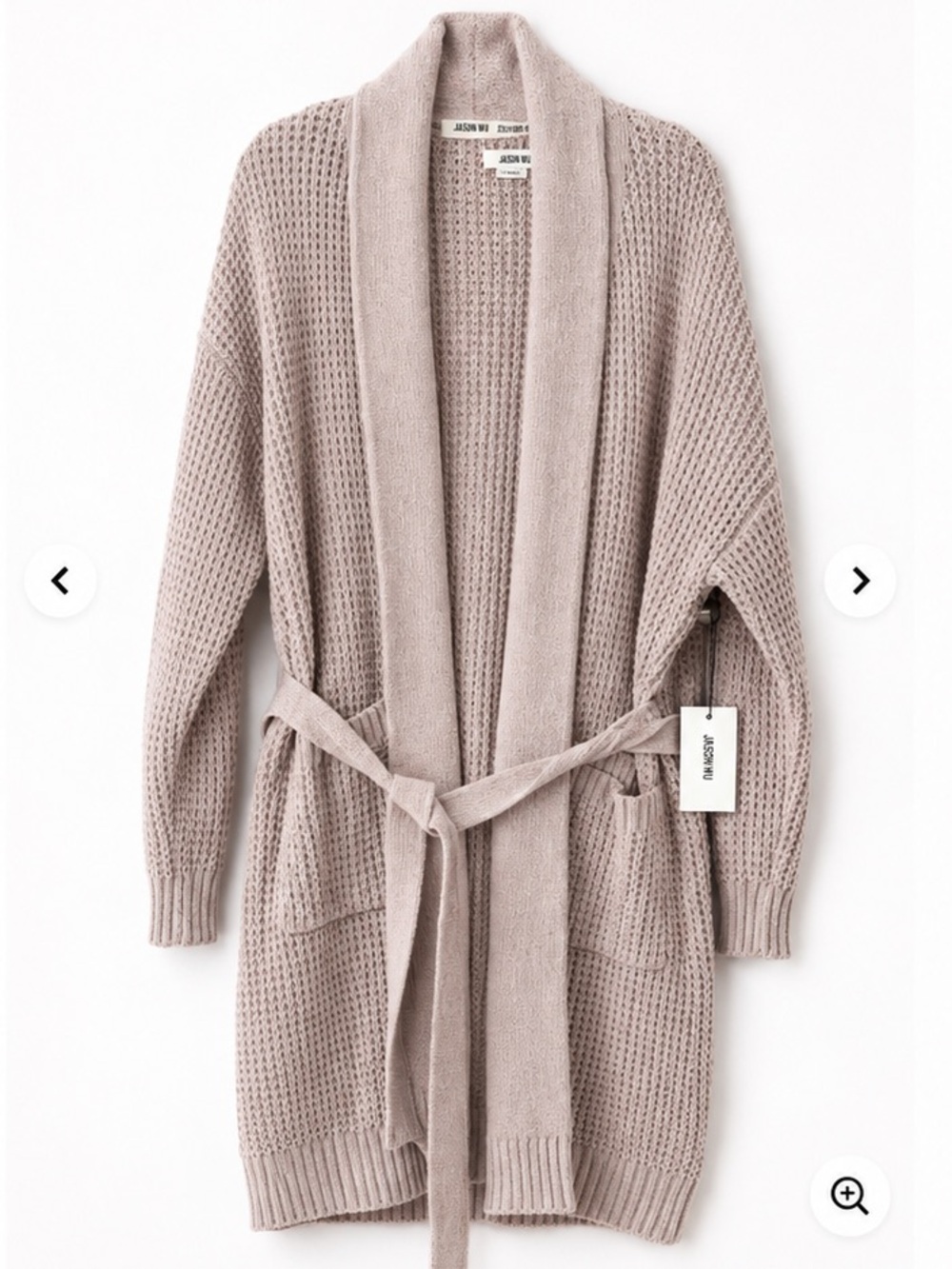 Jason Wu Mauve Waffle-Knit Belted Cardigan